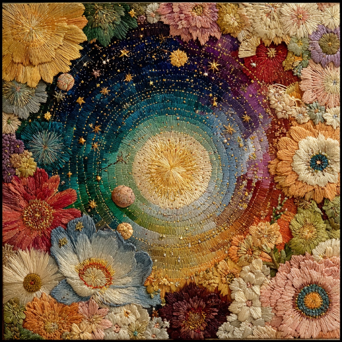 Embroidered kaleidoscope mandala
